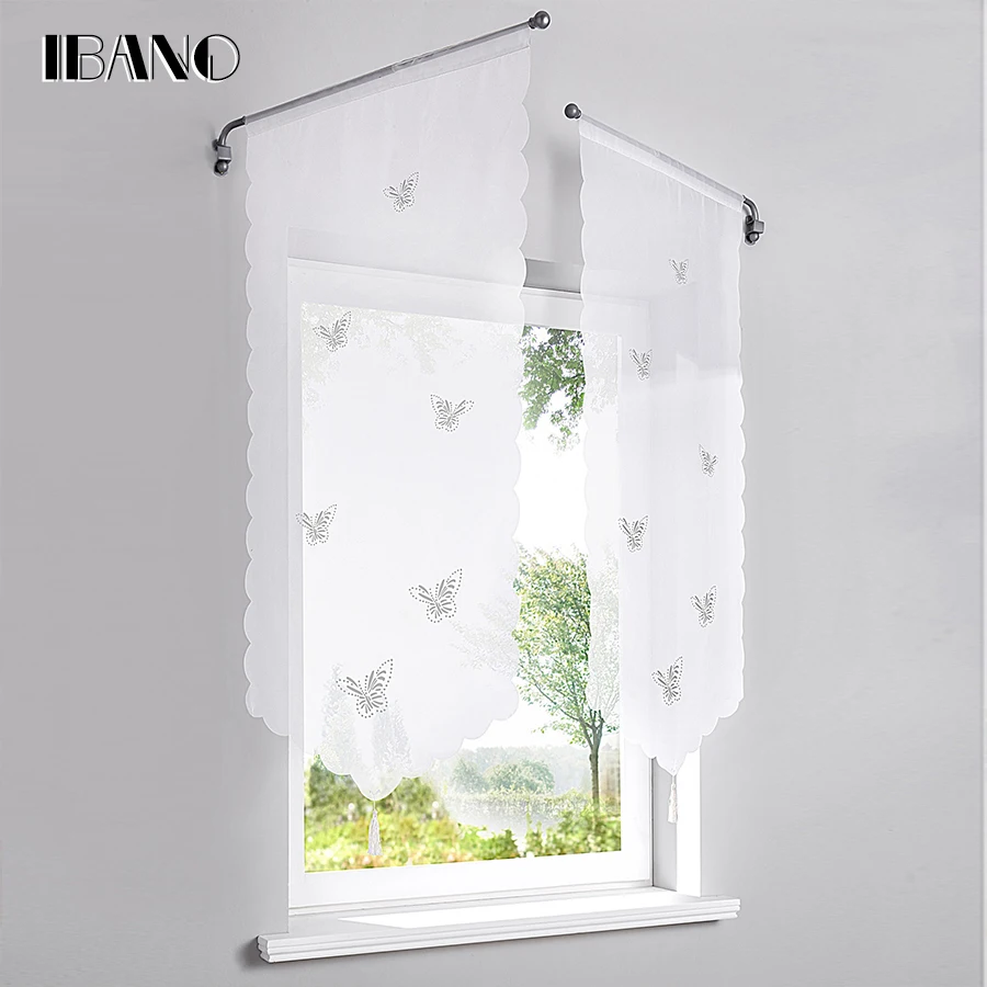 Римские шторы IBANO пустые тюлевые с бабочками удобные Шторы для кухни кофейного