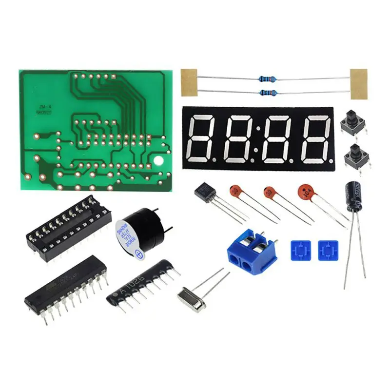 DIY Kit компактный 4-разрядный цифровые часы время микроконтроллера Дисплей DIY светодиодный электронный комплект производство Запчасти часы