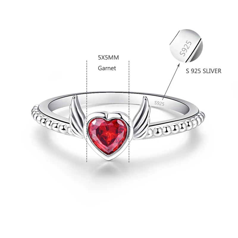 Женское кольцо BONLAVIE модное из стерлингового серебра 925 пробы с красным гранатом в
