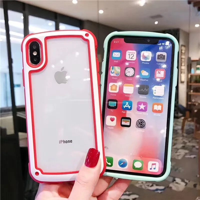 Защитный бампер для телефона с рамкой ярких цветов iPhone 6 7 8 Plus X XS XR XSMax задняя