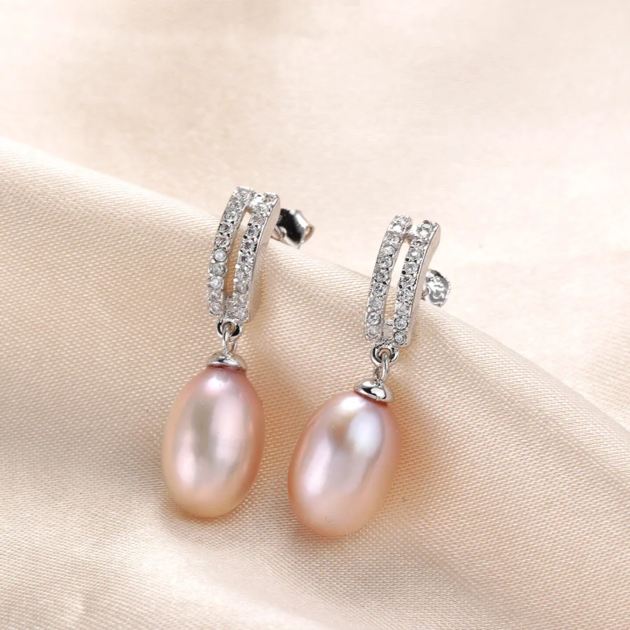 Luxury Fashion AAA Zircon Silver 925 Drop Earrings For Women Black Real Natural Freshwater Pearl Jewelry Wedding Earring | Украшения и