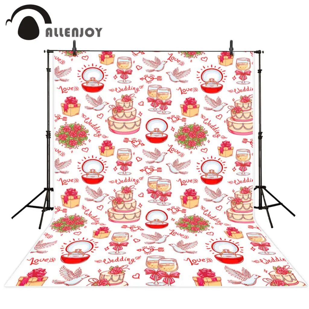 Allenjoy photography backdrops flower cake diamond ring bird wine background for photo shoots Photographic | Электроника