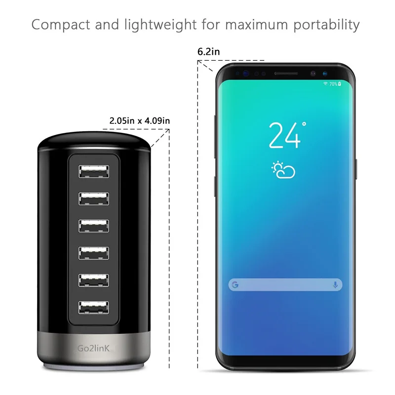 Многофункциональный 6 портов USB настольное зарядное устройство док-станция с 5 В/6A Быстрая зарядка для iPhone iPad samsung Xiaomi Tablet
