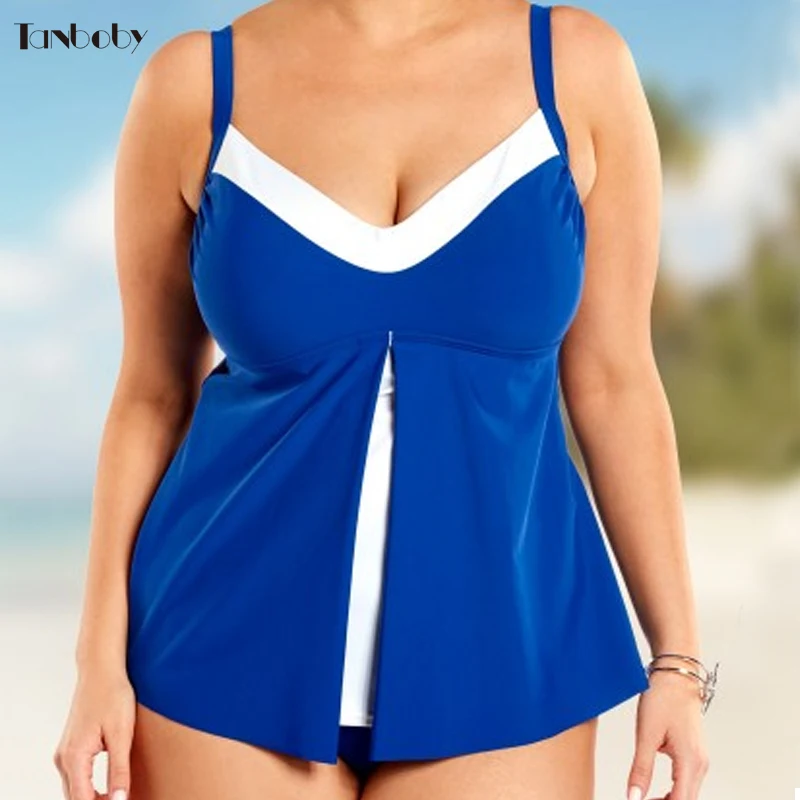 Tanboby большой размер комплект танкини пляжная одежда с высокой талией женский