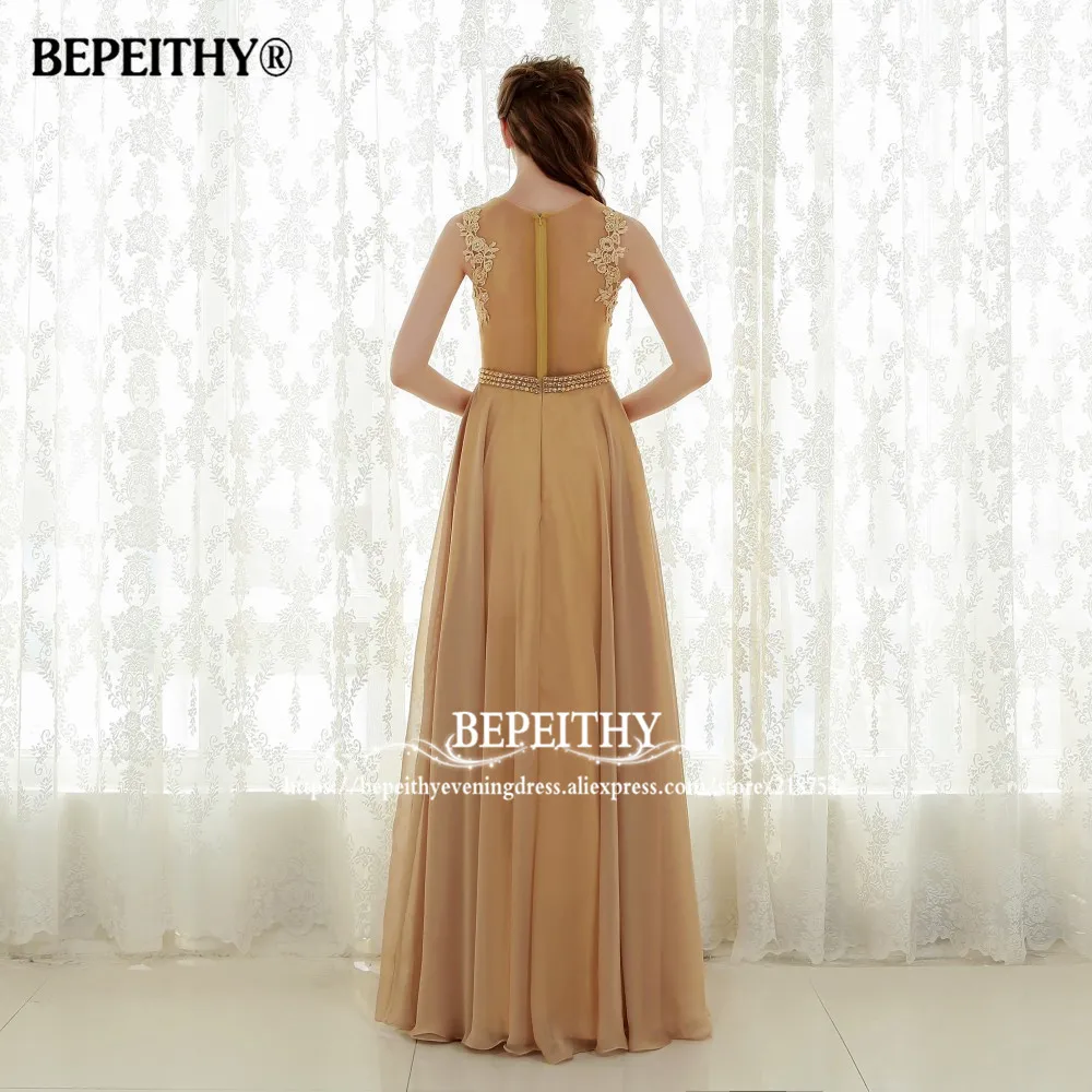 Robe De Soiree сексуальное платье с открытой спиной Золотой шифон длинный Выпускной 2019