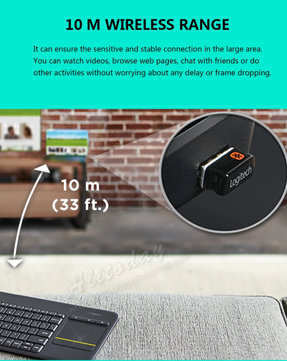 Беспроводная сенсорная клавиатура Oklick K400 Plus со встроенной сенсорной панелью для ПК