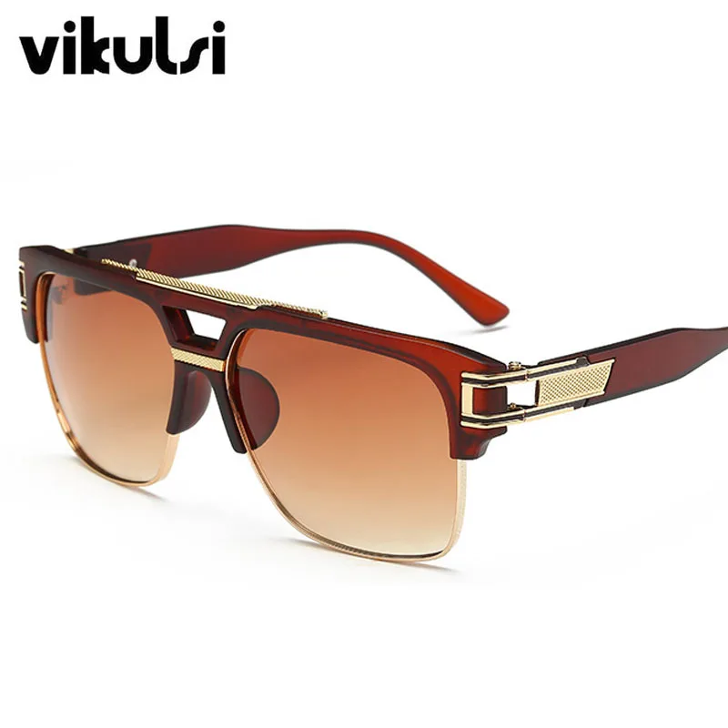 Brand Designer Oversized Sunglasses Women Clear Lens Glasses Myopia Eyeglasses Flat Top Mirror Sun Glasses Male Square Shades - Цвет линз: tea gradient tea