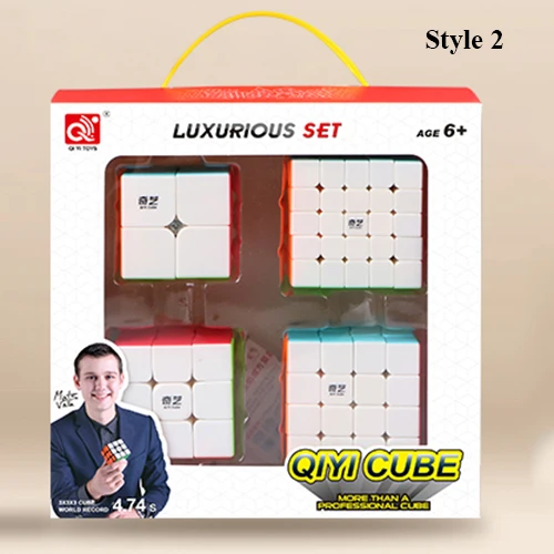 4 шт./компл. Qiyi подарочный набор из магических кубов, 2x2x2, 3x3x3, 4x4x4, 5x5x5 Треугольники Додекаэдр Mastermorphix Львы Скорость головоломка детские игрушки - Цвет: Style 2 Stickerless