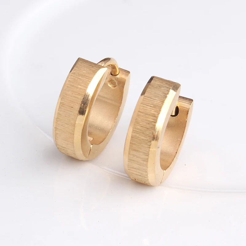 4 мм Позолоченные матовые серьги гвоздики из нержавеющей стали 316L для женщин и