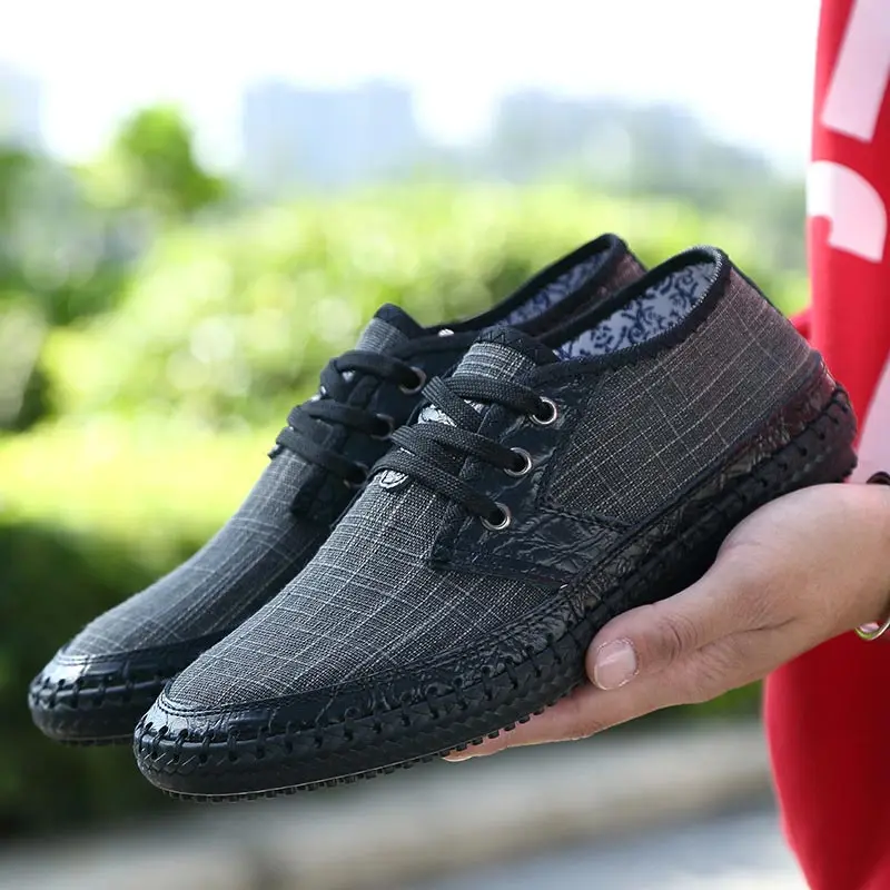 Man shoes 2021 fashion hemp comfortable sneakers men lace-up sports solid color outdoor male plus size | Обувь