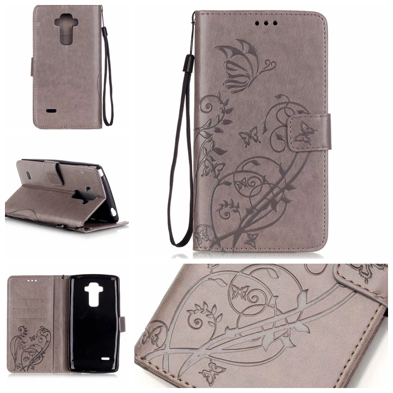 Роскошные Тиснение Цветок Бабочка PU Кожаный Бумажник Чехол Fundas Для LG G4 Стилус G