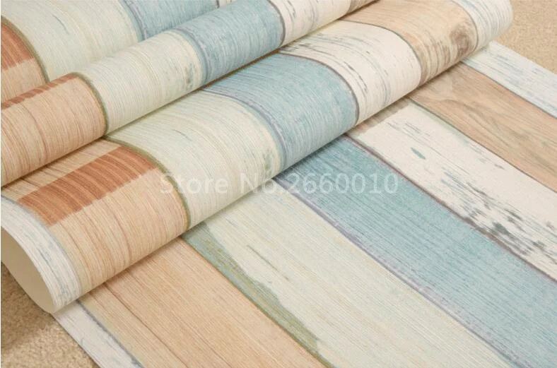 Средиземноморский синий винтажный деревянный полосатый дизайн обоев/3d настил