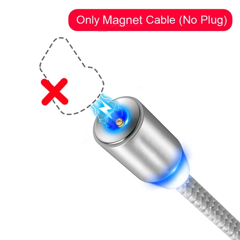 Магнитный USB кабель для iPhone 11 X samsung S10 S9 type C Магнитный зарядный провод для передачи данных Micro USB кабель кабели для мобильных телефонов - Цвет: Only Silver Cable