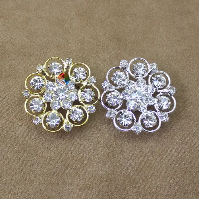 10 шт. 32 мм Цветок Чешский Прозрачный кристаллический центр Стразы Кнопки с петлей