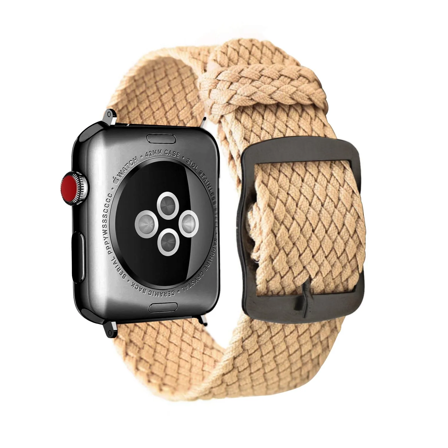 Мягкий дышащий нейлоновый полиэстеровый ремешок для часов Apple Watch, ремешок серии 4, 3, 2, 1, спортивный браслет, ремешок для iwatch 4, ремешок 40 мм, 44 мм - Цвет ремешка: Khaki black