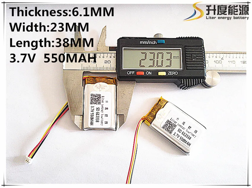Полимерный аккумулятор 550 mah 3,7 V 612338 умный дом MP3 колонки литий-ионный аккумулятор для dvr, gps, mp3, mp4, сотового телефона, динамика