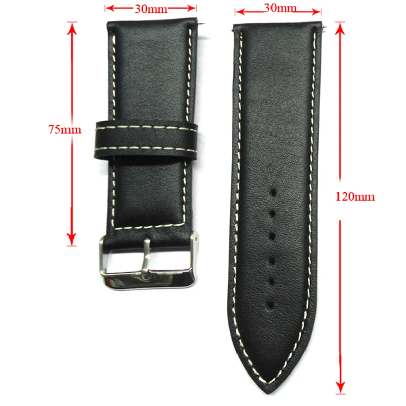 Ремешок для часов 30 мм черный ремешок большого размера в винтажном стиле из