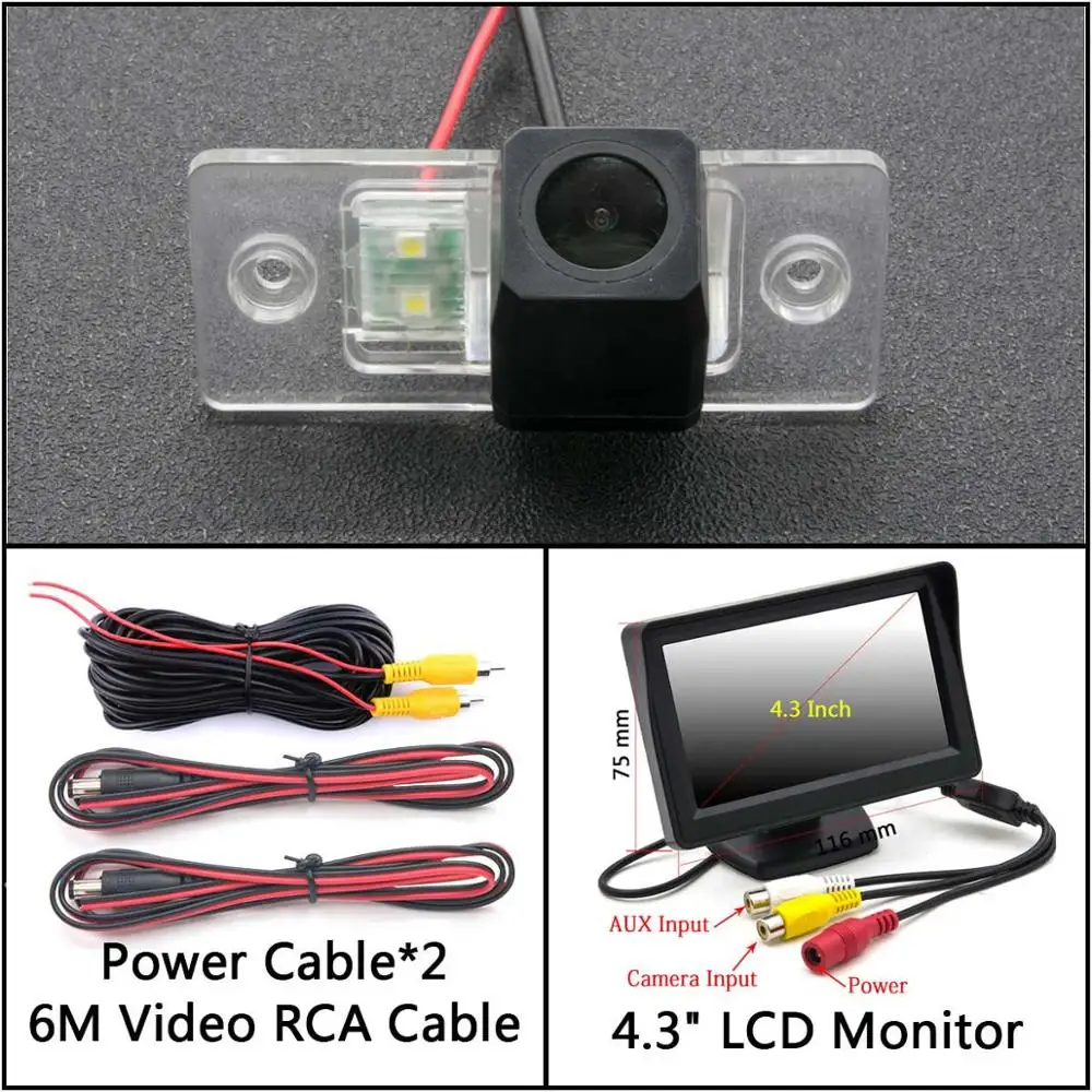 Cam Add 4.3 inch LCD Full HD резервная камера заднего вида для Volkswagen VW Jetta Bora Polo Golf MK4 A4 MK5 A5 Golf 4 5 Автостоянка ЖК-зеркало монитор - Название цвета: Cam Add 4.3 inch LCD
