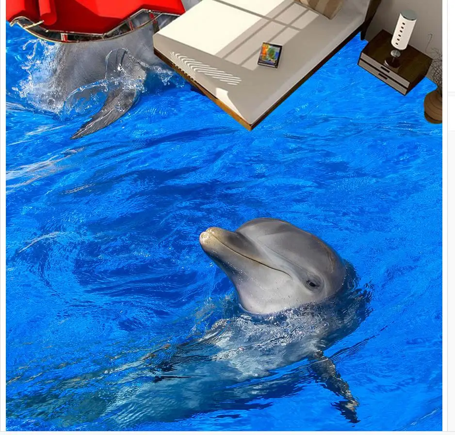 Пользовательские фото пол 3D обои современного искусства играющие дельфины