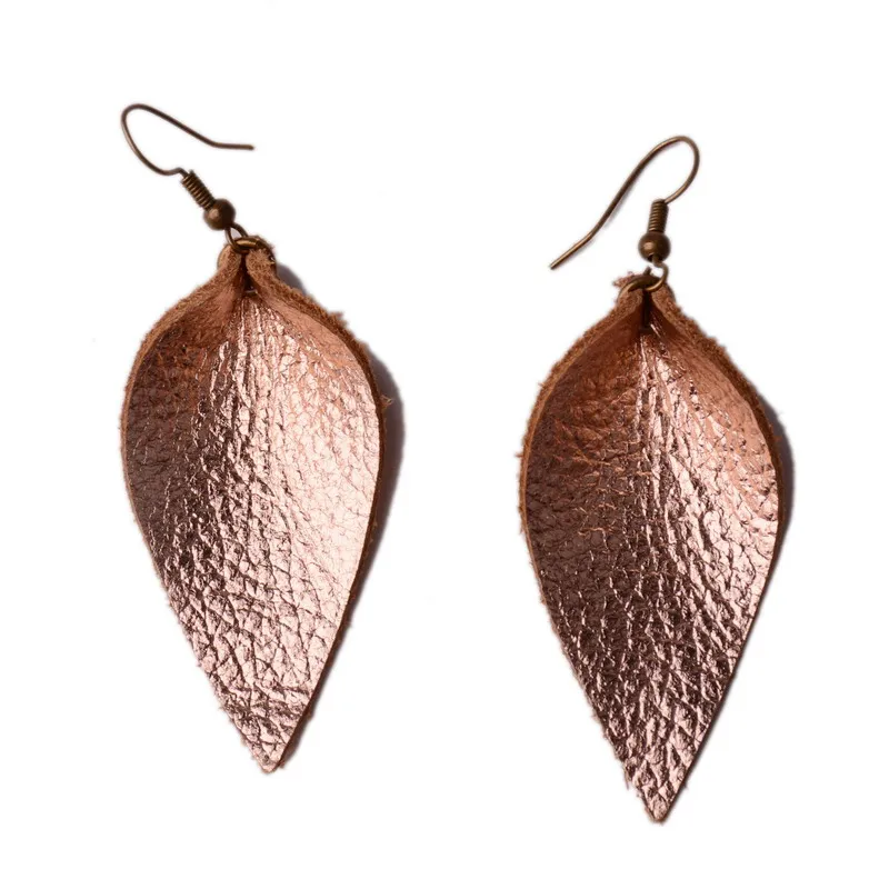 rose gold Rainbery новые слеза бар натуральная серьги из кожи с блестками и смотреть различные разноцветные простые Подвески богемные серьги в виде капель JE0720 - Окраска металла: rose gold