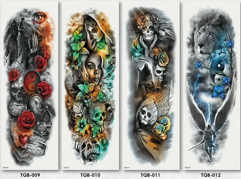 48*17 см Для мужчин полный татуировки на руку армии воин-солдат черная временная татуировка Стикеры большой Водонепроницаемый тату, рутая девочка для боди-арта