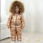 803 новый детский утепленный комбинезон-30 градусов, верхняя одежда для малышей, ветрозащитный зимний комбинезон, детская толстовка, русская зимняя пуховая куртка с большим мехом