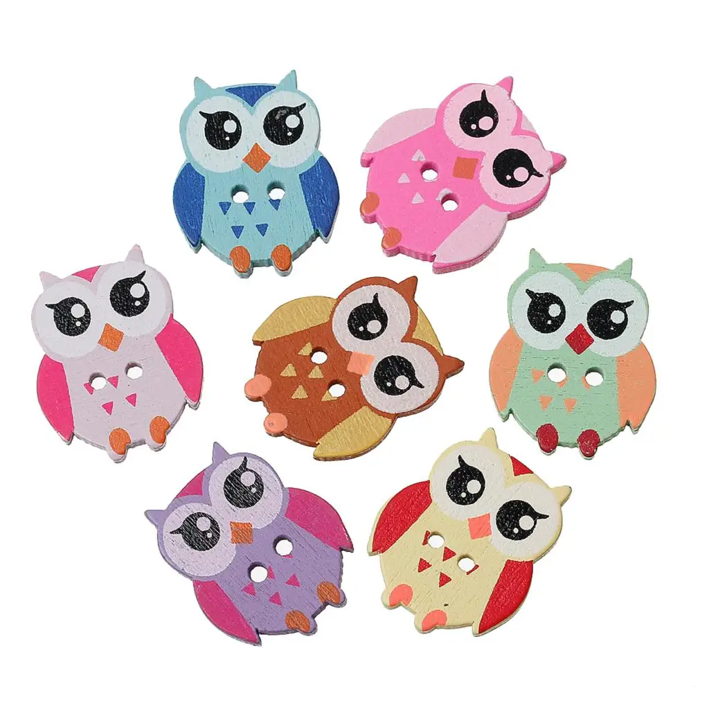 

DoreenBeads Wood Sewing Button Scrapbooking Garment Clothes DIY Decor Owl Mixed Two Holes 21mm(7/8")x 17mm(5/8"),8 PCs