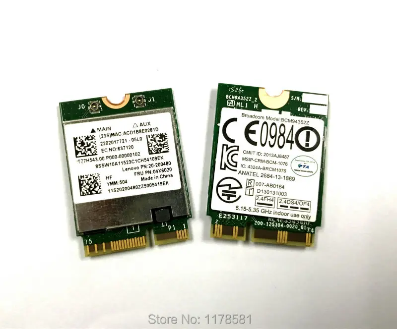 Broadcom BCM94352Z Беспроводная-пт NGFF Двухдиапазонная 802.11ac 867 Мбит/с Wi-Fi Bluetooth BT 4 0 карта