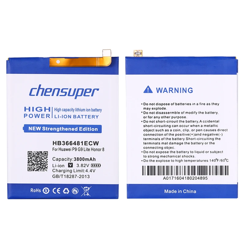 Оригинальные chensuper 3800 mAh HB366481ECW для huawei P9 Батарея EVA-AL00 EVA-AL10 EVA-TL00 G9 Lite Honor 8 для huawei 5c телефон