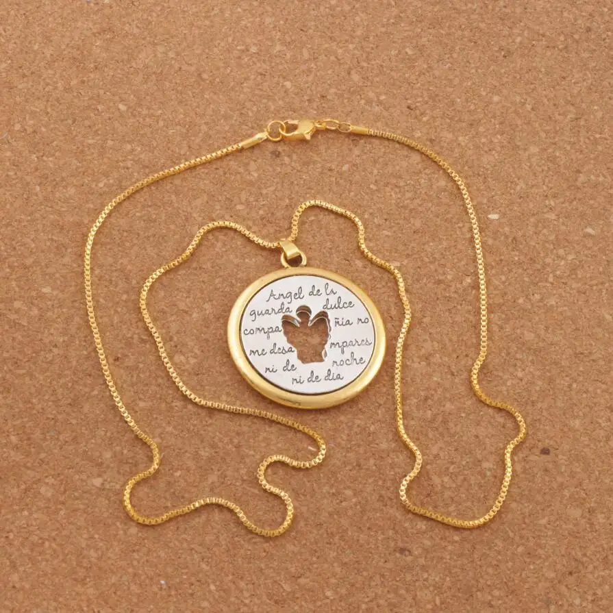 

10pcs Two-Tone Angel De Li Guanda Dulce Pendant Necklace 42x38mm Pendants N1777 24inches