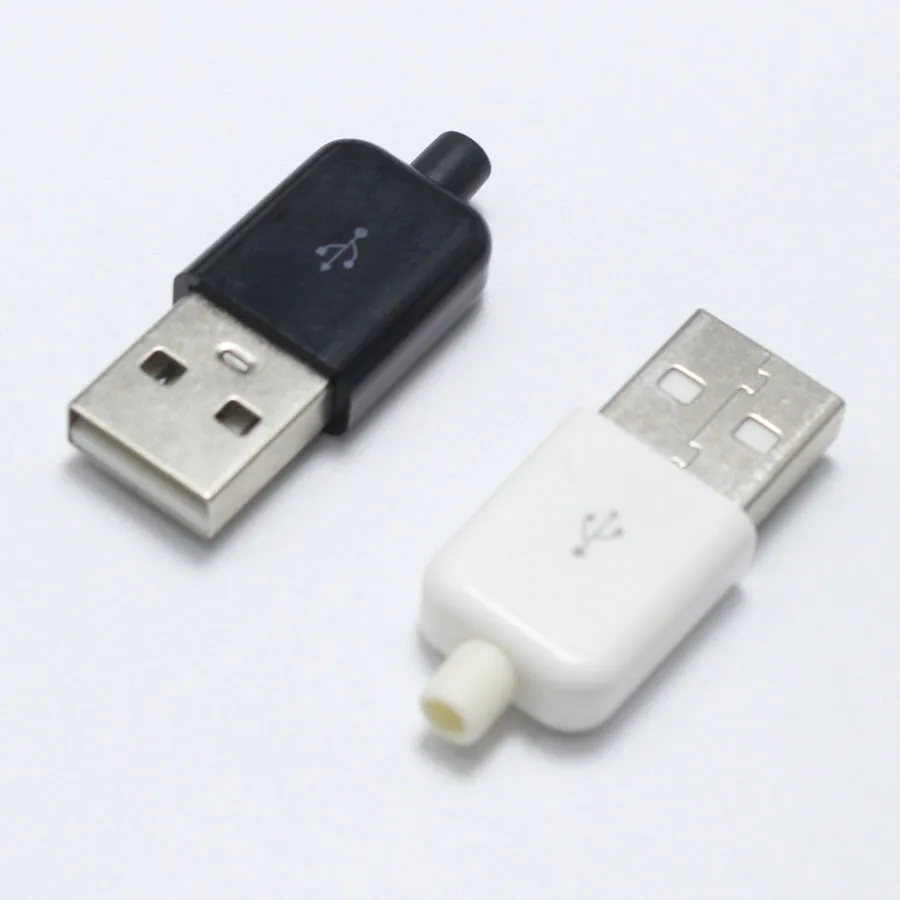 100 комплектов тип A штекер USB 4 контактный разъем с белым черным пластиковым