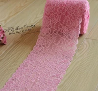 17cm wide 2 ydslot sachet pink handmade hair decoration wide elastic stretch lace trim wedding dress skirt lace trim