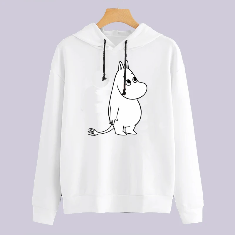 Новинка, толстовка с принтом, забавная, крутая, для женщин, Топ бренд, Moomins, принт, уличная одежда, Женская толстовка, кавайные толстовки