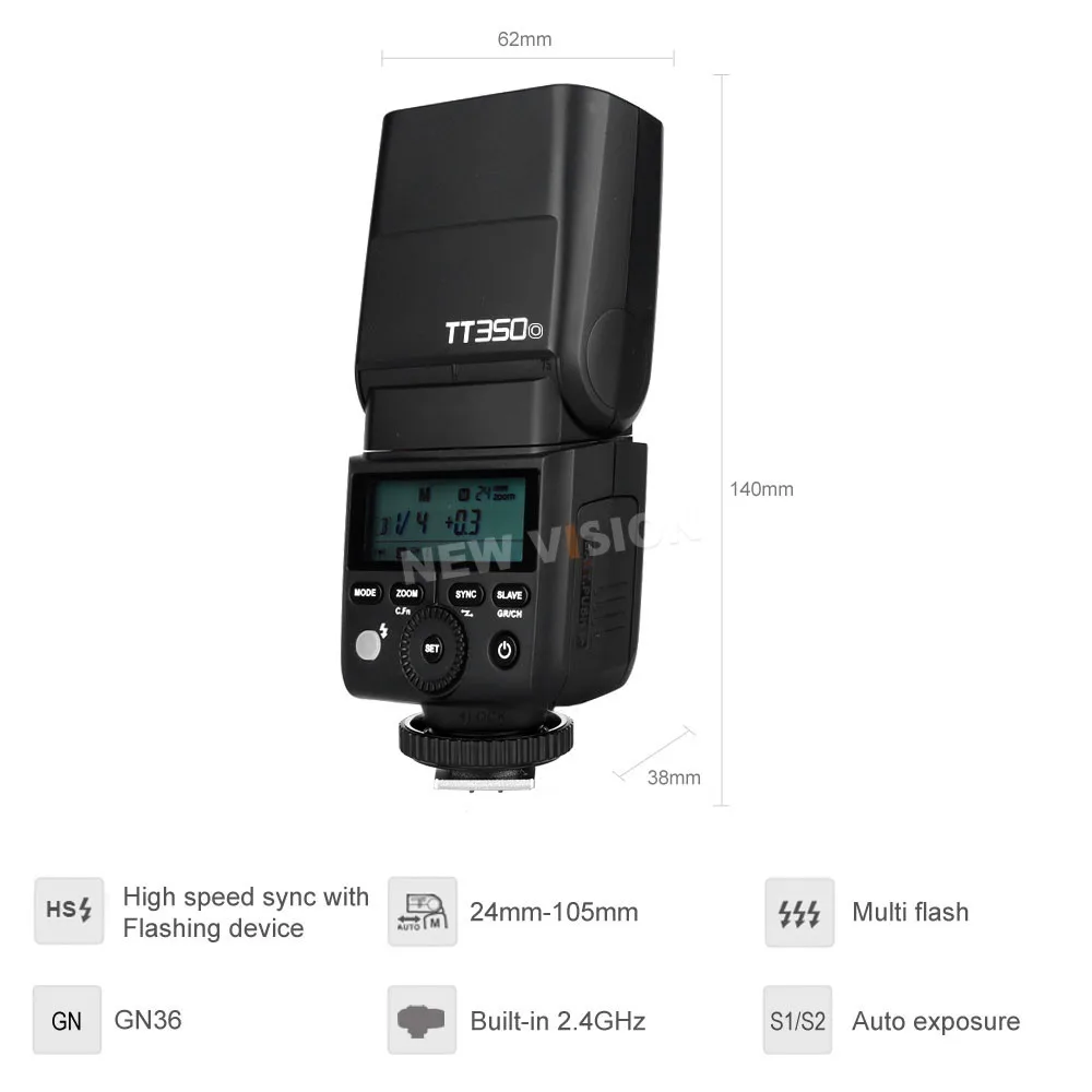 Godox Mini Speedlite TT350O вспышка для камеры TTL HSS GN36 беззеркальной цифровой зеркальной