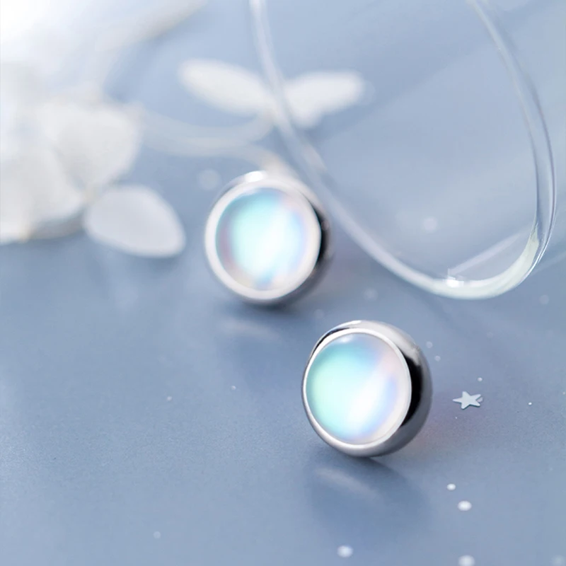 

PONYKISS Romantic S925 Sterling Silver Chic Round Crystal Stud Earrings Women Festival Party Fine Accessory Birthday Cute Gift