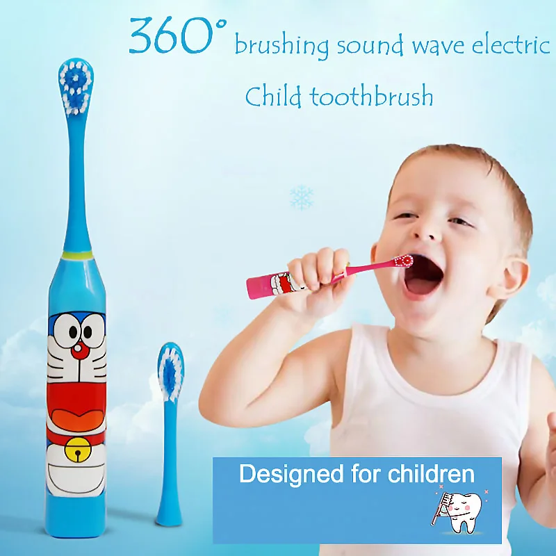 Детская электрическая зубная щетка с милым мультяшным рисунком гигиена полости