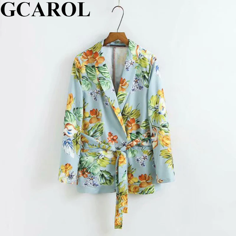 GCAROL новые женские наборы 2 шт блейзер с поясом OL Костюм лодыжки длина широкие брюки две части леди повседневные топы брюки