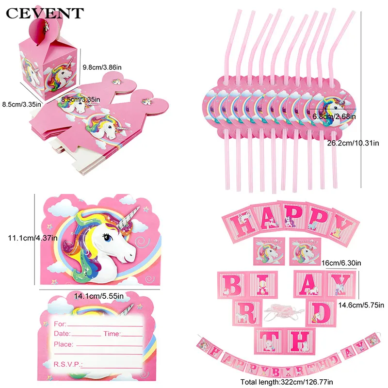 CEVENT Розовый Единорог украшения для тематических вечеринок попкорн конфетная