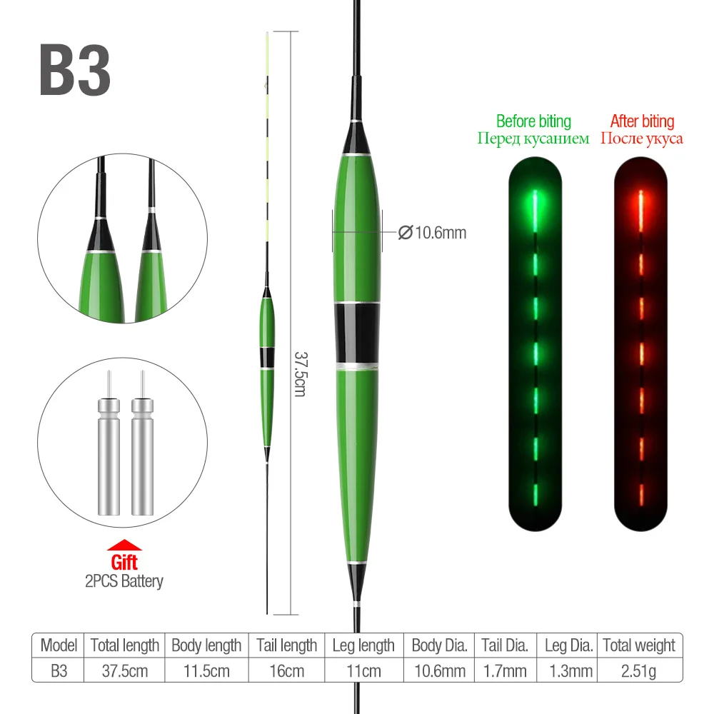 B3 DONQL Smart Fishing Led Light Float Luminous Glowing Float Fish Bite Automatically Remind Electric Fishing Buoy With Batteries - Цвет: B3