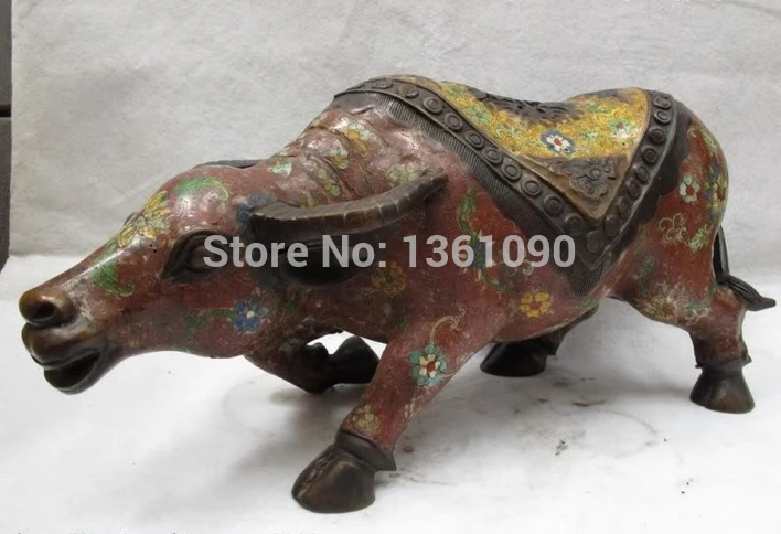 Xd 00827 Китай Классическая Бронза Медь cloisonne Rolay Palace carabao Статуэтка крупного