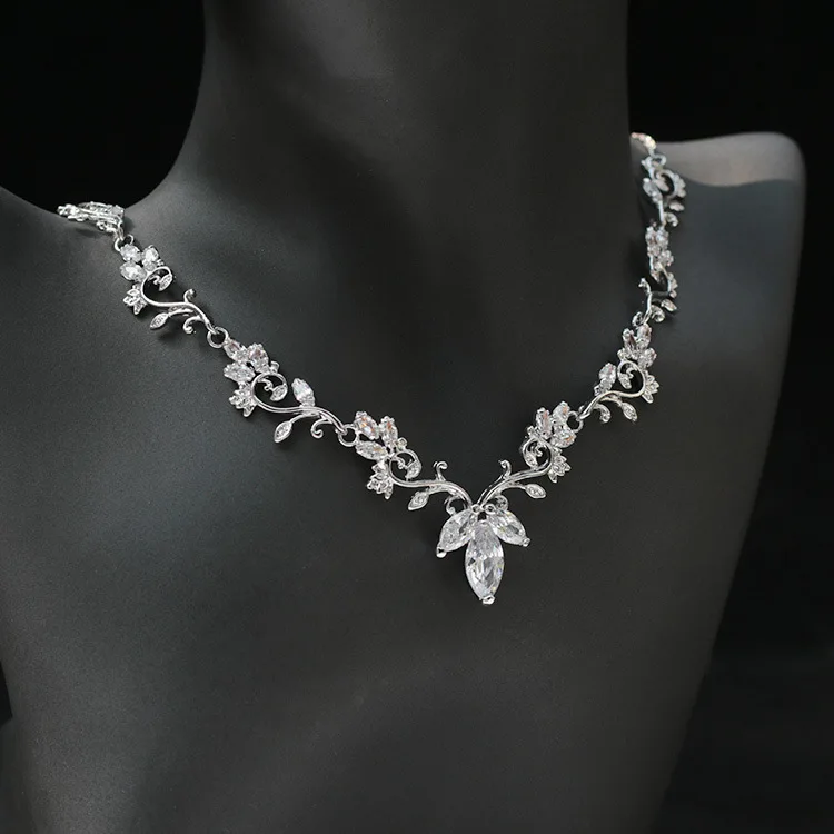 SLBRIDAL, медные свадебные с кубическим цирконом, ювелирный набор, для невесты, CZ, ожерелье, серьги, набор, для банкета, вечерние, ювелирный набор, для подружек невесты, ювелирное изделие