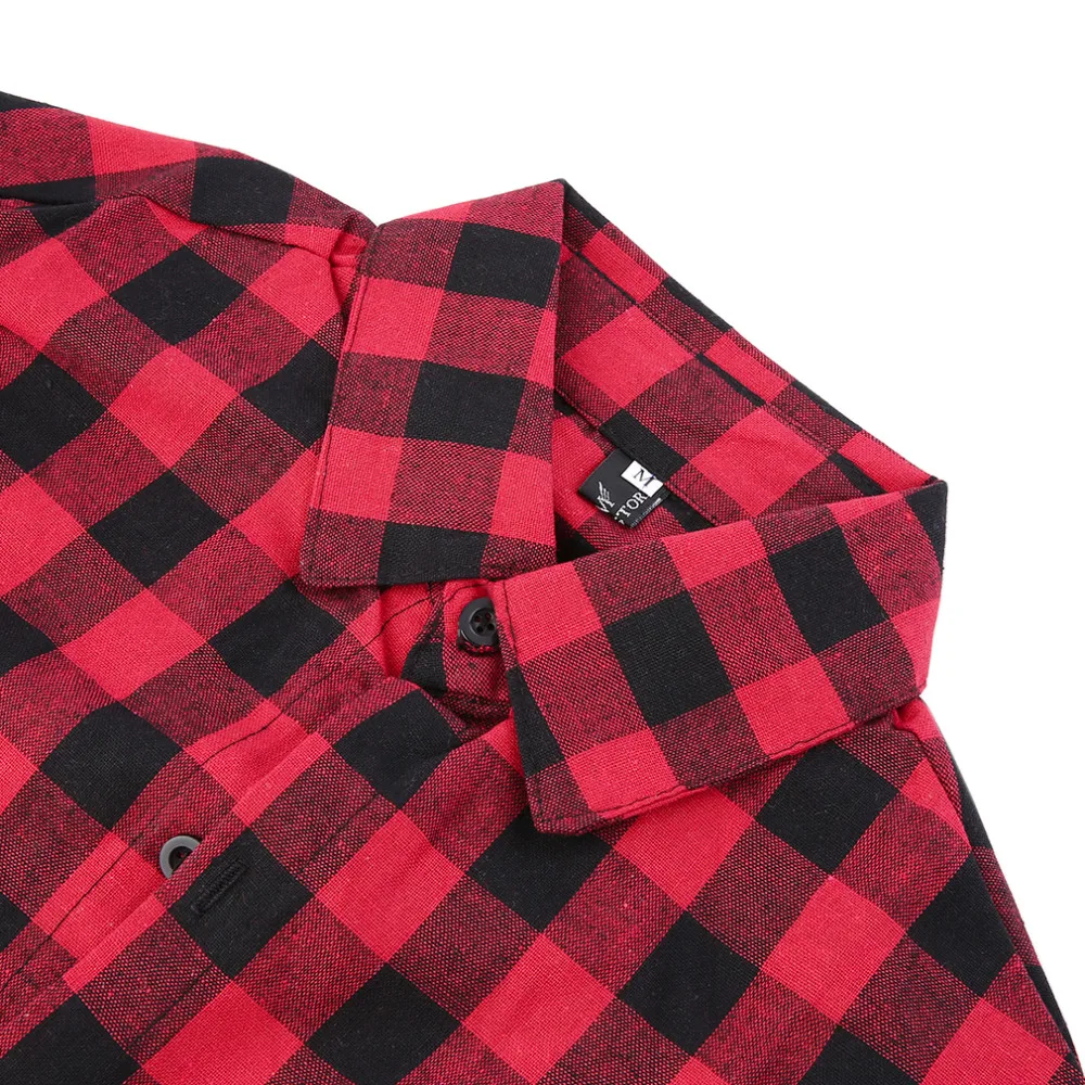 Стильный плед Для мужчин рубашки с длинным рукавом Хлопок Slim Fit Повседневная