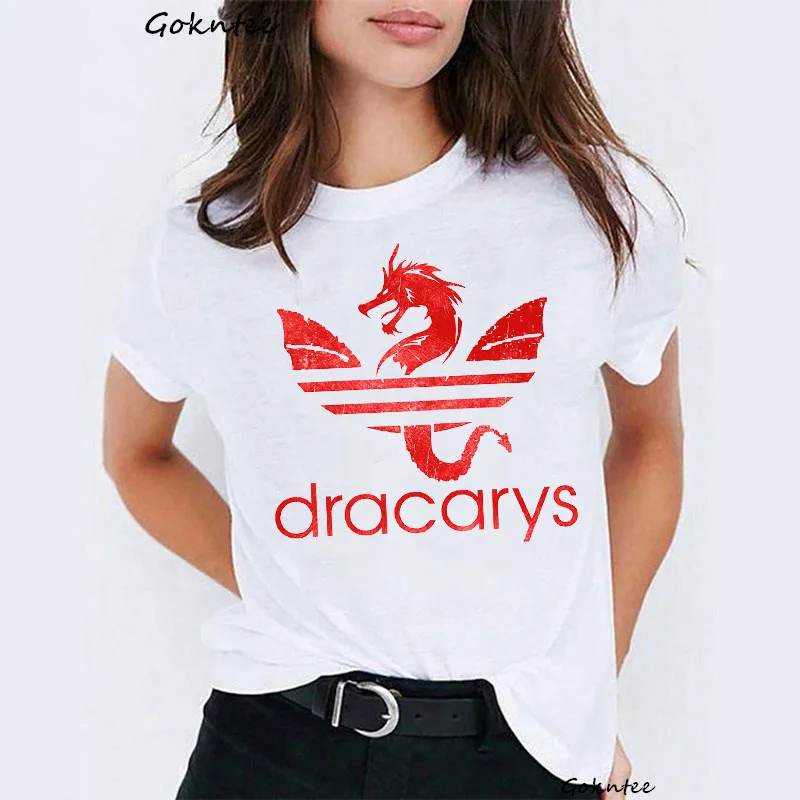 Dracarys, женская футболка, Игра престолов, белая футболка, летняя футболка Harajuku, футболка Mother of Dragon, футболка с короткими рукавами, Mujer