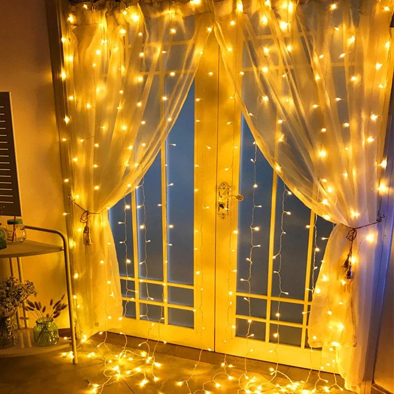 2 м 200 Led сосулька светодиодная гирлянда занавеска сказочная струнная