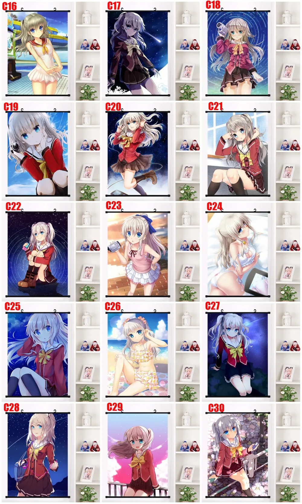 Аниме Манга Шарлот Tomori Nao Yusa Nishimori Otosaka Ayumi Косплей настенный свиток Фреска плакат настенный висячий плакат домашний декор