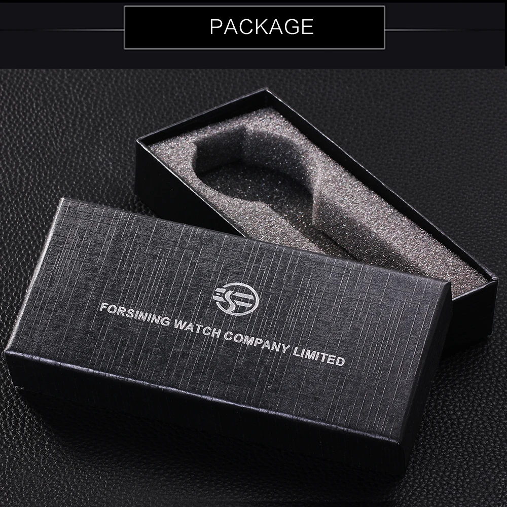 FORSINING Золотой Скелет механические часы мужские черные кожаный ремешок кристалл