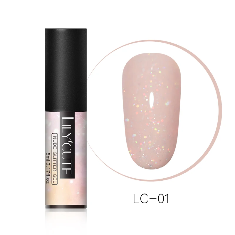 Shimmer LC-01 LILYCUTE 5 мл Блестящий УФ Гель-лак с блестками Блестящий голографический мерцающий отмачивающийся Гель-лак для дизайна ногтей маникюрный лак - Цвет: Shimmer LC-01