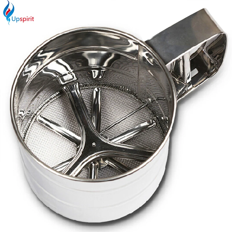 

High Quality Stainless Steel Mesh Flour Sifter Mechanical Baking Icing Sugar Shaker Sieve Cup Shape Bakeware Baking Pastry Tools