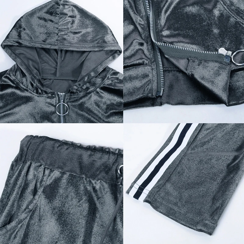 Женский спортивный костюм теплый вельветовый из двух предметов толстовка с