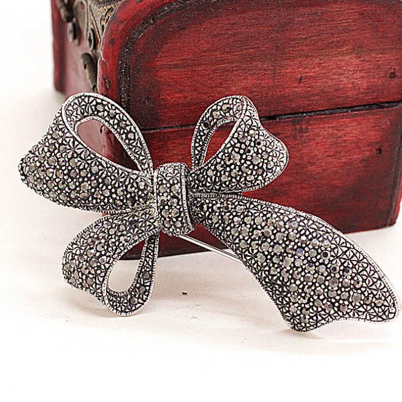 Blucome серые Броши со стразами и кристаллом в виде банта ювелирные изделия